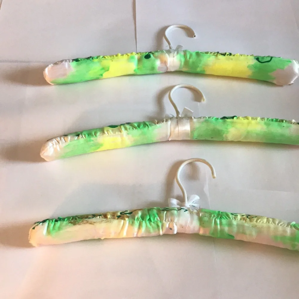 New Four Satin Hangers Designed and Hand Painted by Artist